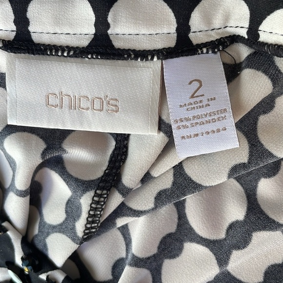Chico’s V-Neck Straight Stretch Black and White Polka Dot Dress - Picture 9 of 9